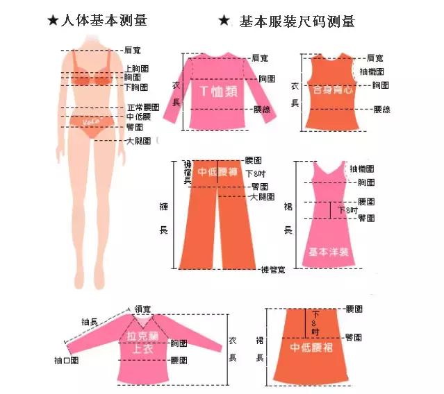 最全的衣服褲子尺碼對照表，愛網購服裝的同學收藏起來吧